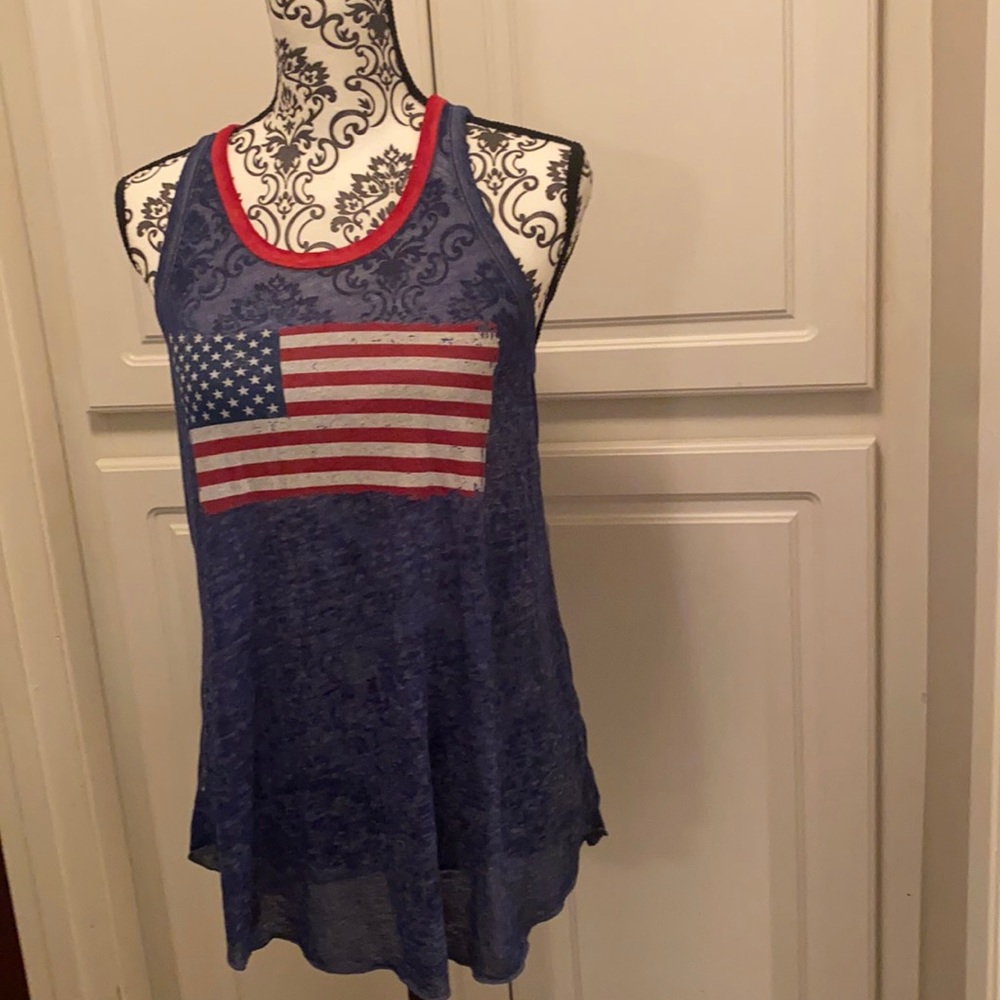 Large Blue American Flag Tank.